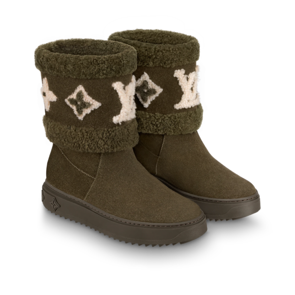 Giày Louis Vuitton Snowdrop Flat Ankle Boots Kaki 1A95DE - Ảnh 4