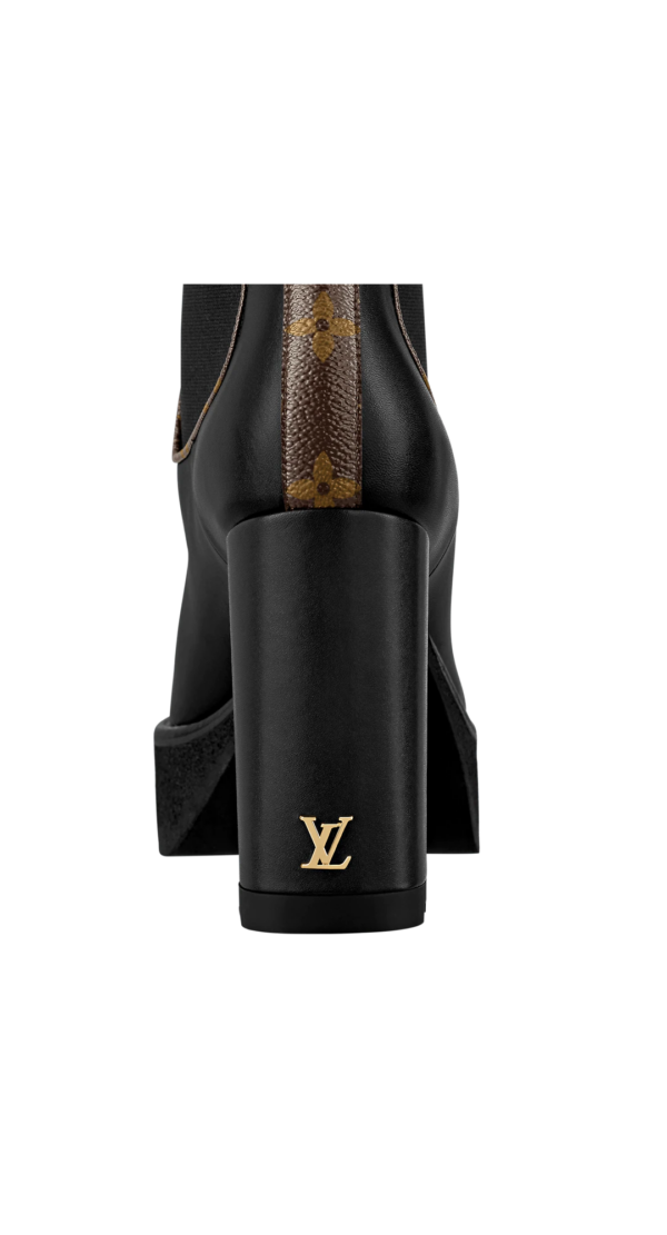 Giày Louis Vuitton LV Beaubourg Platform Ankle Boots 'Black' 1AABB7 - Ảnh 2