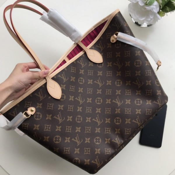 Túi Louis Vuitton Neverfull NM Monogram Canvas Brown Handbag M41178 - Ảnh 5