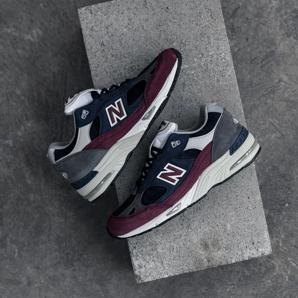 Giày New Balance 991 Made in England 'Navy Burgundy' M991RKB - Ảnh 3