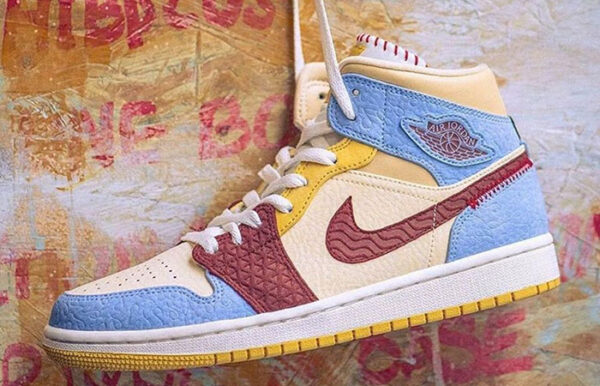 Giày Maison Chateau Rouge x Air Jordan 1 Mid SE 'Fearless' CU2803-200 - Ảnh 8