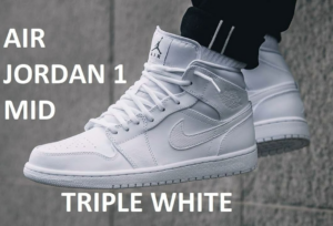 Giay Nike Air Jordan 1 Mid 2022 'Triple White' 554724-136