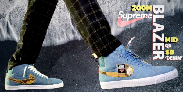 Giày Nike Supreme x Zoom Blazer Mid QS SB 'Denim' DX8421-400 - Ảnh 7
