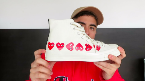 Giày Converse Comme des Garçons Play x Chuck 70 Hi Top Multi Heart 162972C - Ảnh 8