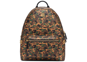 Balo MCM x Bape Stark Camo in Coated Canvas with 24k Gold Plated