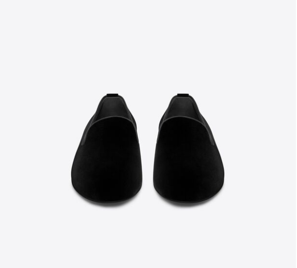 Giày Saint Laurent Smoking 15 Slippers In Velvet 'Black' - Ảnh 4