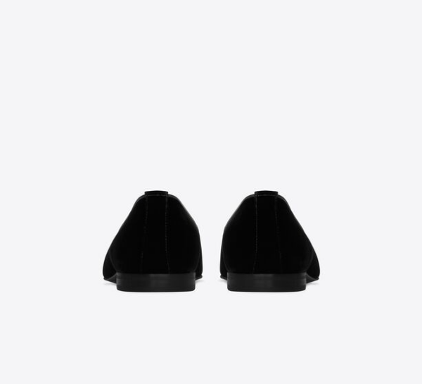 Giày Saint Laurent Smoking 15 Slippers In Velvet 'Black' - Ảnh 3