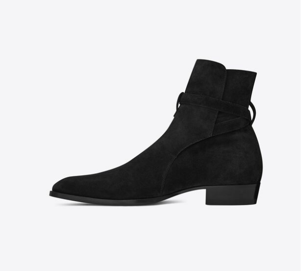 Giày Saint Laurent Wyatt Jodhpur Boots In Suede 'Black' 498372BT3001000 - Ảnh 3