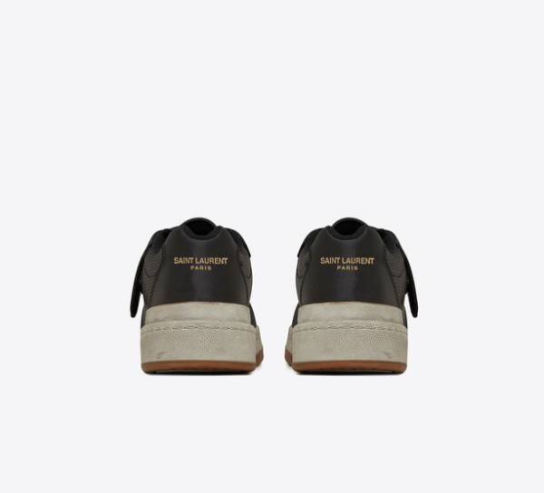 Giày Saint Laurent Sl24 Sneakers In Used Look Leather 'Black' 60254604L101000 - Ảnh 3