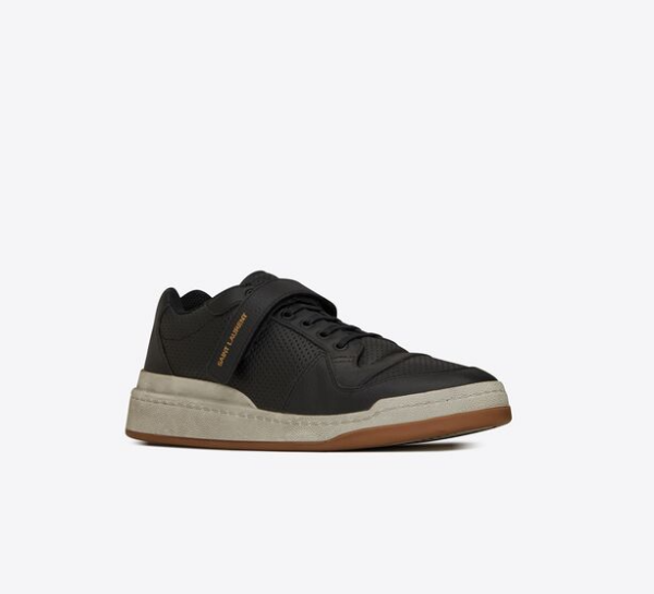 Giày Saint Laurent Sl24 Sneakers In Used Look Leather 'Black' 60254604L101000 - Ảnh 2