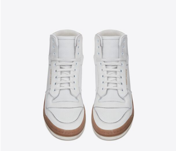 Giày Saint Laurent SL24 Mid Top Sneaker Beige White - Ảnh 3