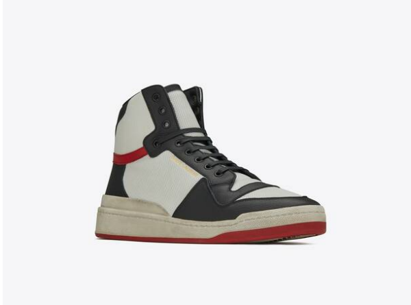 Giày Saint Laurent SL24 Mid Top Sneaker Black White Red 610618-1JZC0-9670 - Ảnh 2