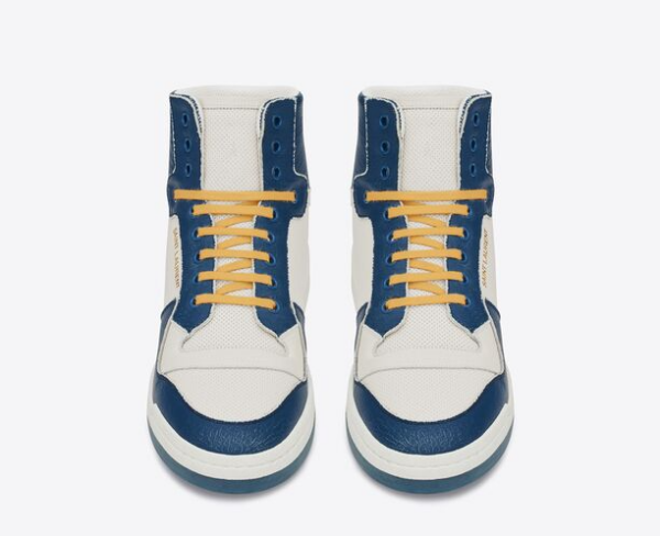 Giày Saint Laurent SL24 Mid Top Sneaker Navy White - Ảnh 3
