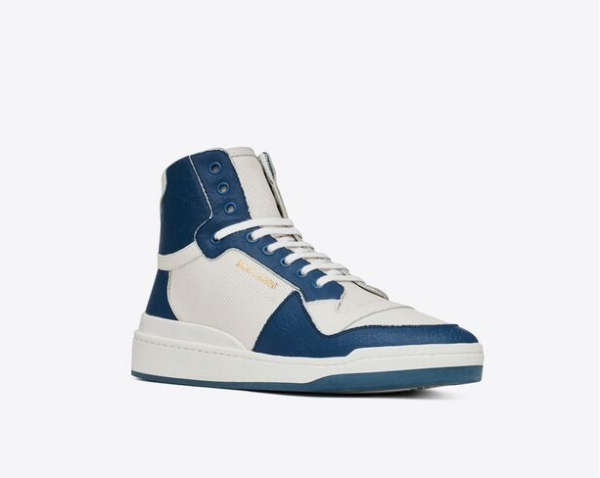 Giày Saint Laurent SL24 Mid Top Sneaker Navy White - Ảnh 2