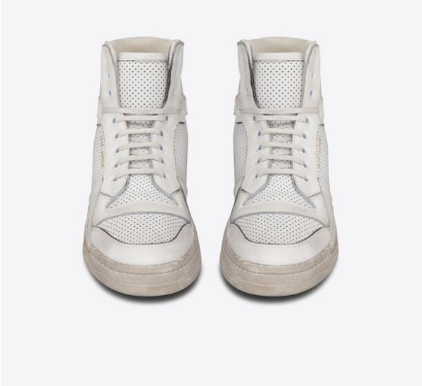 Giày Saint Laurent SL 24 Mid Top In Used Look Leather 'Optic White' - Ảnh 2