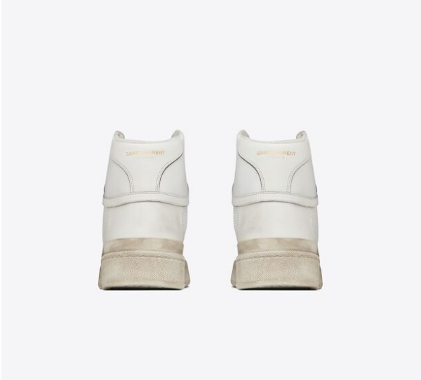 Giày Saint Laurent SL 24 Mid Top In Used Look Leather 'Optic White' - Ảnh 3