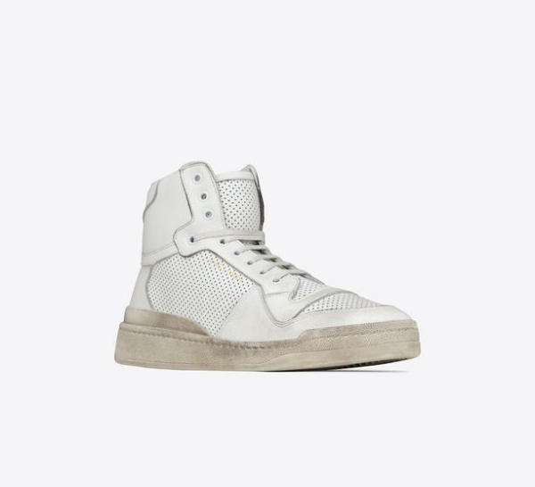 Giày Saint Laurent SL 24 Mid Top In Used Look Leather 'Optic White' - Ảnh 4