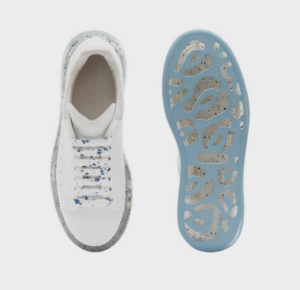 Alternative view of Giày Alexander McQueen Oversized Sneaker 'White Blue Splatter' 625174-WHYBB-9176