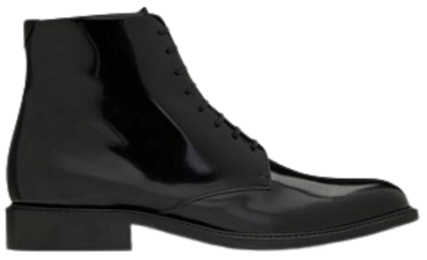 Giày Saint Laurent Army Laced Boots In Shiny Leather 'Black' 6323581YZ001000