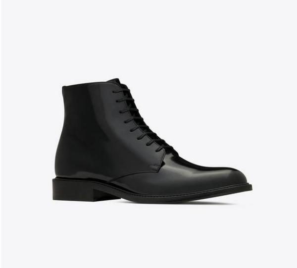 Giày Saint Laurent Army Laced Boots In Shiny Leather 'Black' 6323581YZ001000 - Ảnh 3