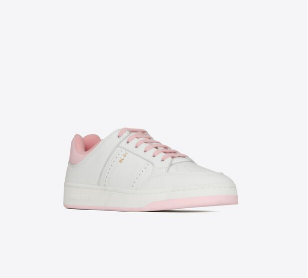 Giày Saint Laurent SL 61 Low Top In Grained Leather 'White Baby Pink' - Ảnh 4