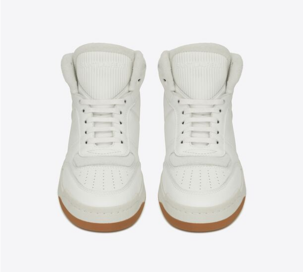 Giày Saint Laurent SL 80 Mid Top In Smooth And Grained Leather 'White' - Ảnh 3