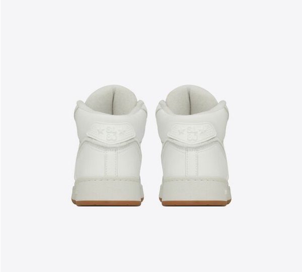 Giày Saint Laurent SL 80 Mid Top In Smooth And Grained Leather 'White' - Ảnh 2