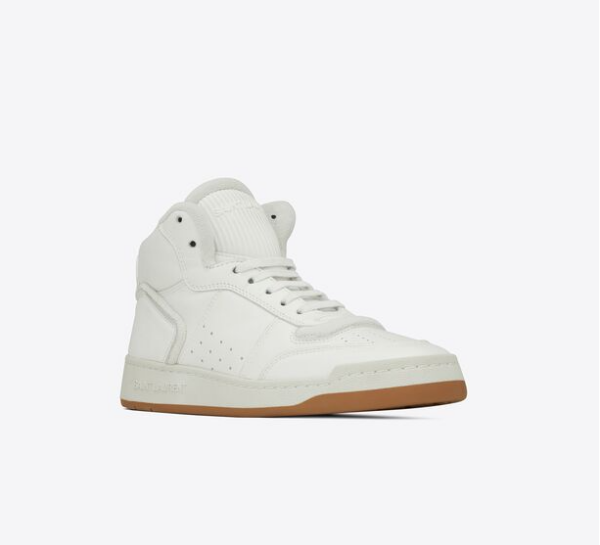 Giày Saint Laurent SL 80 Mid Top In Smooth And Grained Leather 'White' - Ảnh 4