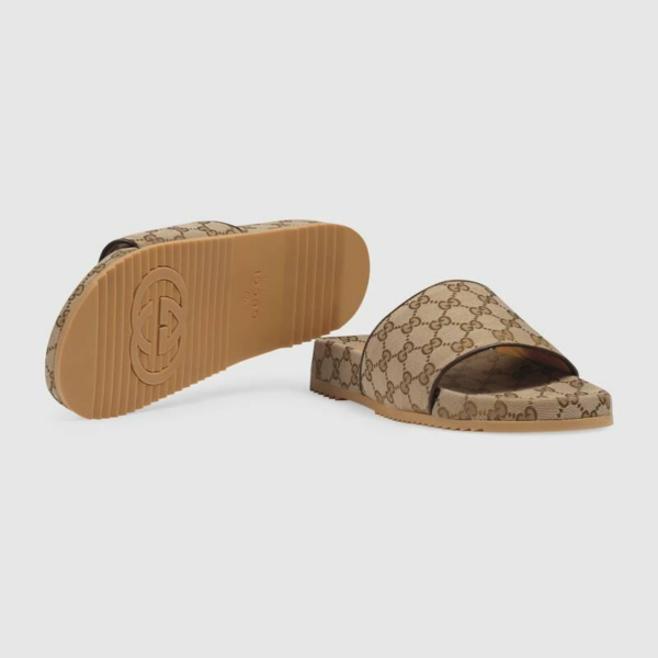 Dép Gucci Beige & Brown-GG Canvas Slides 624695-H6320-9763 - Ảnh 4