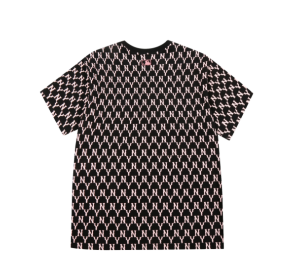 Áo MLB Monogram All Over Over Fit Short Sleeve Black Pink 31TSM1131-50X - Ảnh 2