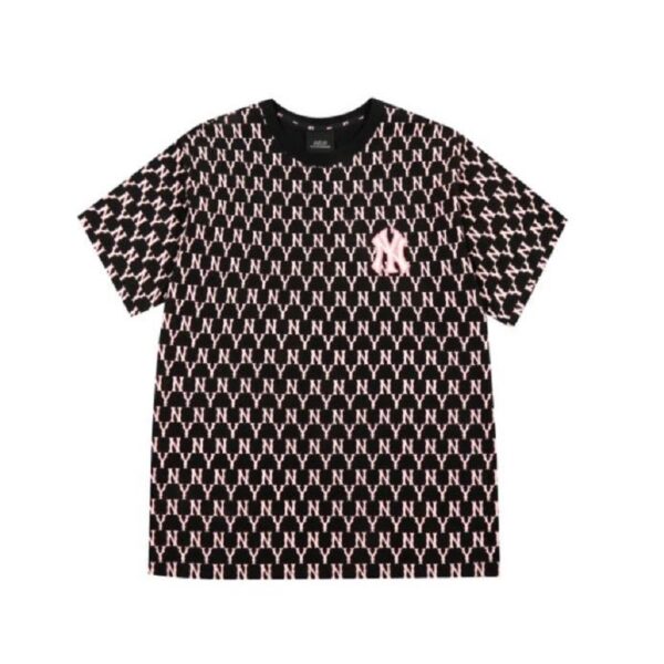 Áo MLB Monogram All Over Over Fit Short Sleeve Black Pink 31TSM1131-50X
