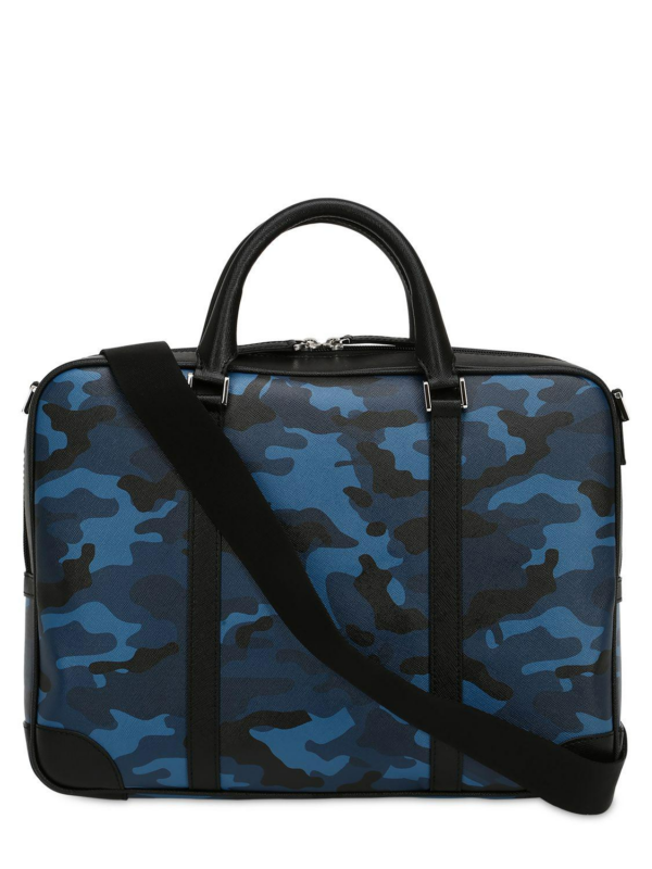 Túi Montblanc Blue Small Camouflage Leather Briefcase Case 118668 - Ảnh 2