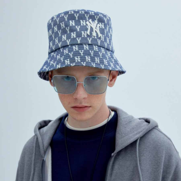 Mũ MLB Monogram Blue Jacquard Bucket Hat New York Yankees 32CPHV111-50N - Ảnh 5