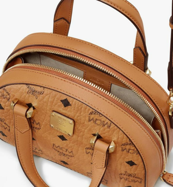 Túi MCM Mini Essential Half Moon Tote Visetos Cognac MWTASSE20CO001 - Ảnh 3
