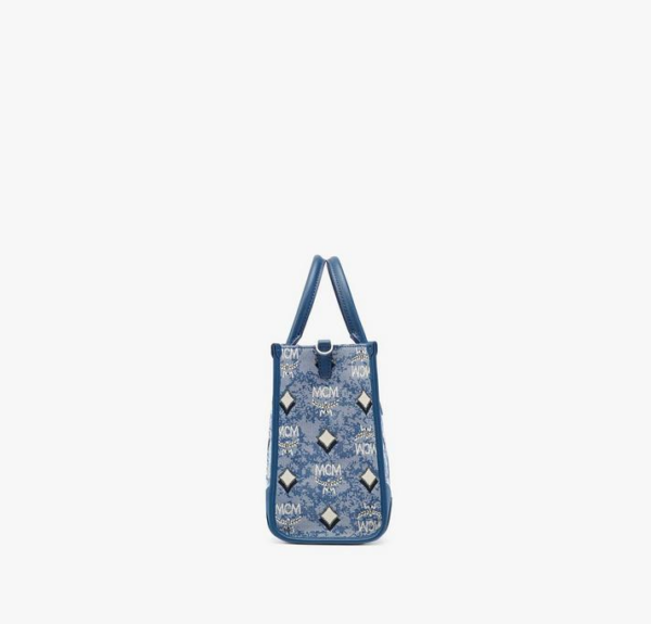 Túi MCM Tote  Vintage Jacquard Monogram Blue MWTBATQ02LU001 - Ảnh 3