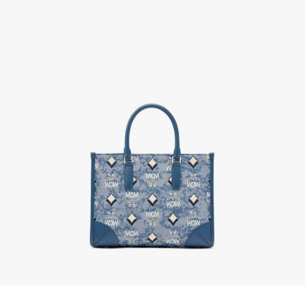 Túi MCM Tote  Vintage Jacquard Monogram Blue MWTBATQ02LU001 - Ảnh 2