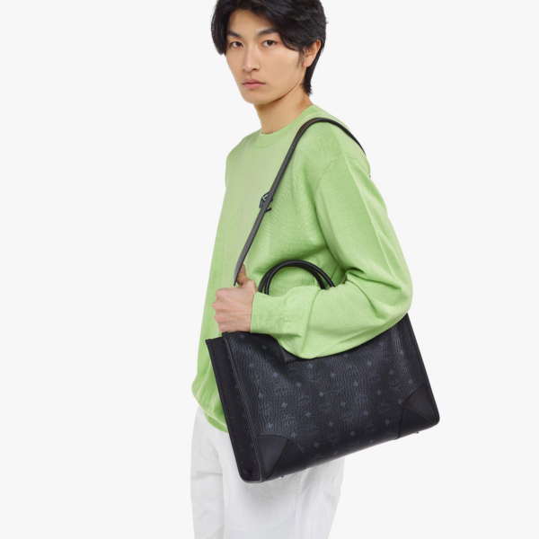 Túi MCM München Tote in Visetos 'Black' MWTCSBO02BK001 - Ảnh 3