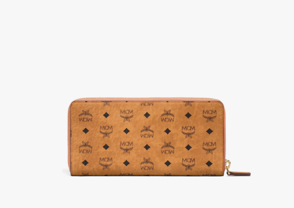 Vi MCM Zip Around Wallet in Visetos Original 'Cognac' MXLAAVI01CO001