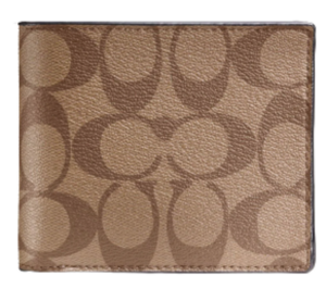 Ví Coach Compact ID Wallet In Signature Canvas Tan Black
