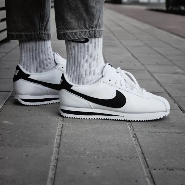 Giày Nike Cortez Basic Leather 'White Black' 819719-100 - Ảnh 4