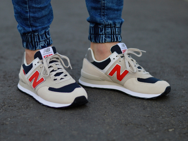 Giày New Balance 574 'Beige Red Blue' ML574SJ2 - Ảnh 6