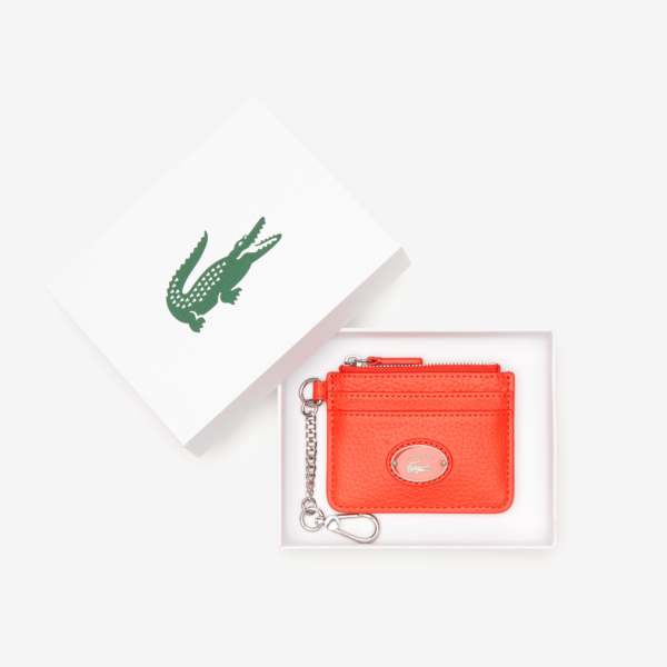 Vi Lacoste Snap Grained Leather Card Holder 'Red' NF3935G53G-L41