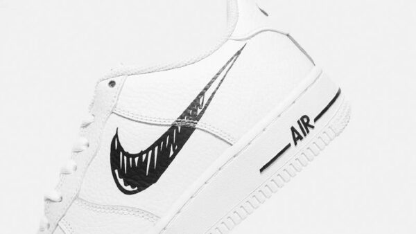 Giày Nike Air Force 1 Low GS 'Doodle Swoosh White Black' DM3177-100 - Ảnh 9