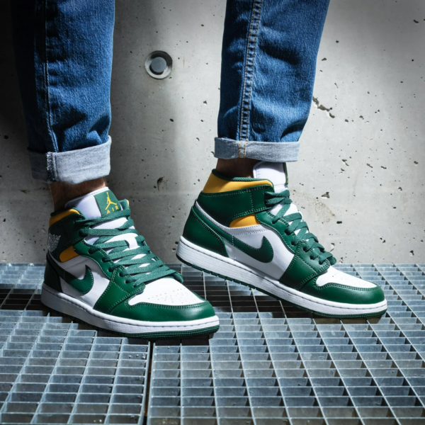 Giày Nike Air Jordan 1 Mid 'Green Yellow' 554724-371 - Ảnh 4