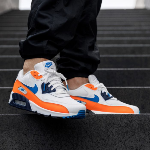 Giày Nike Air Max 90 White 'Photo Blue Total Orange' AJ1285-104 - Ảnh 5