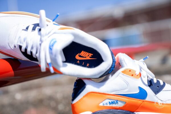 Giày Nike Air Max 90 White 'Photo Blue Total Orange' AJ1285-104 - Ảnh 9