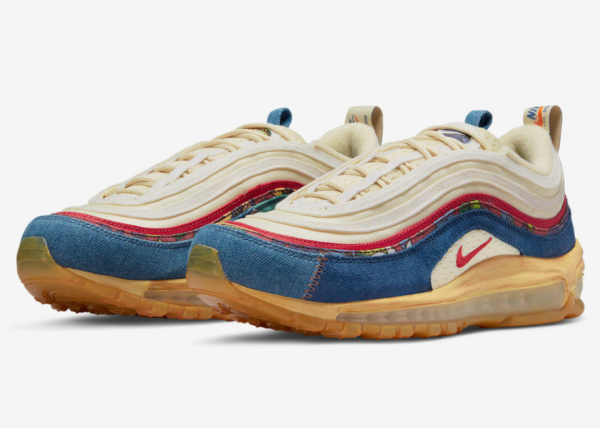 Giày Nike Air Max 97 'Coconut Milk Fossil Denim Red' DV1486-162 - Ảnh 6