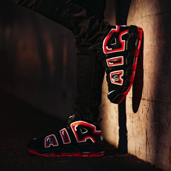 Giày Nike Air More Uptempo 'Black White Laser Crimson' CJ6129-001 - Ảnh 4