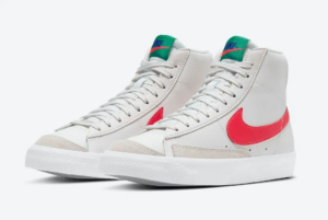 Alternative view of Giày Nike Blazer Mid 77 GS 'Platinum Tint Bright Crimson' DA4086-004