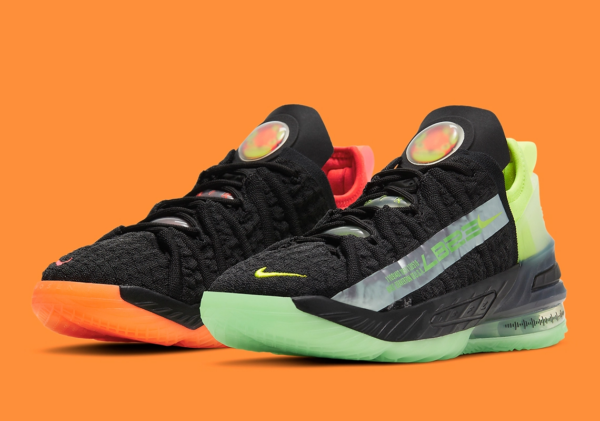 Giày Nike LeBron 18 GS 'Black Crimson Volt' CW2760-009 - Ảnh 6